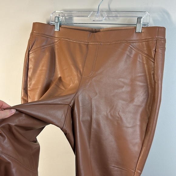 NWT J. Jill Vegan Leather Pants in Hickory Size XL Pull On Fleece Lined Stretchy - Picture 6 of 14